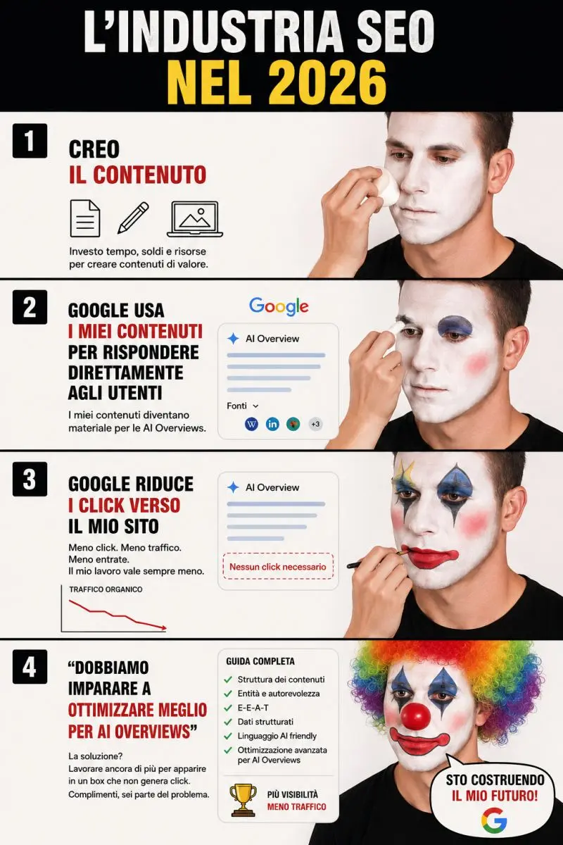 Infografica: L'industria SEO nel 2026 - evoluzione della cattura di valore da parte di Google