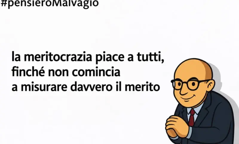 Manager con occhiali sorride mentre afferma che la meritocrazia piace a tutti, finché non comincia a misurarsi davvero
